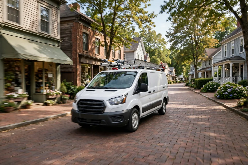 Plumbing service van in Zionsville Indiana