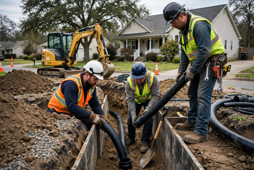 Main water line replacement work in Indianapolis