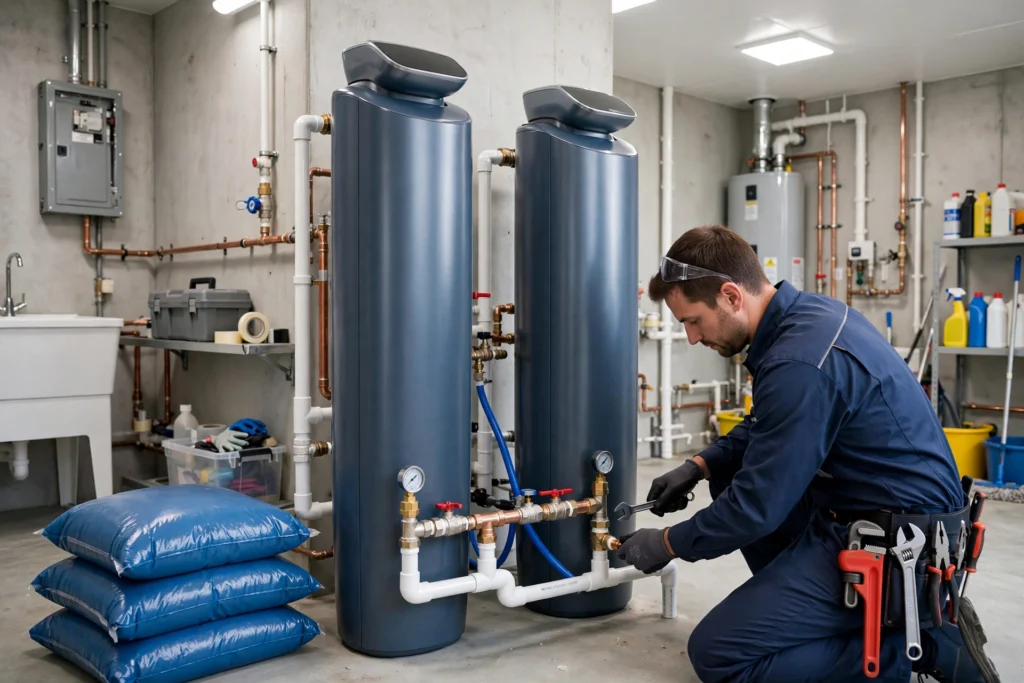 Water softener system installation in Indianapolis home
